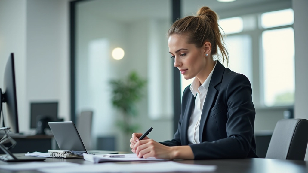 Cadre au travail concentré dans un environnement épuré